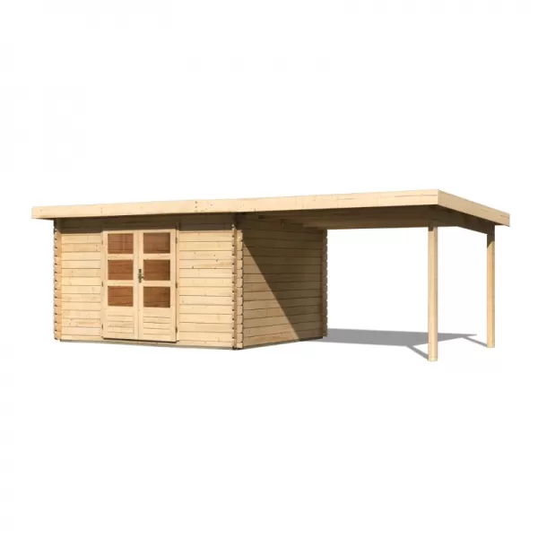Dřevěný domek KARIBU BASTRUP 7 + přístavek 300 cm (73308) natur LG2935