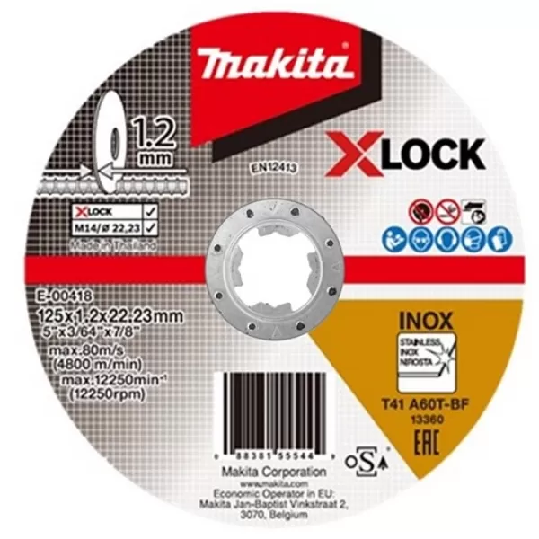 Rezací kotúč z nerezovej ocele X-Lock 125x1,2x22,23mm Makita E-00418