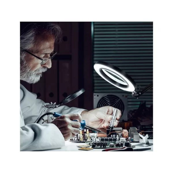 Lampa stolní s lupou USB napájení 2400lm 3 barvy Extol Light 43160