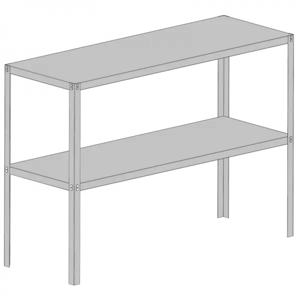 Ocelový regál 115x40 cm dvoupolicový stříbrný GSD2 LANITPLAST LG2640