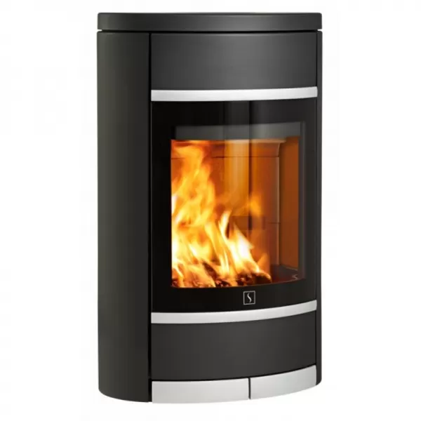 Krbová kamna závěsná s bočním prosklením, hliníkové lišty SCAN 68-8 černý lak