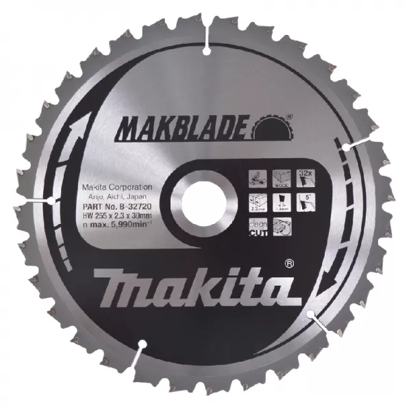 Kotouč pilový dřevo MAKBLADE 255x2,3x30mm 32Z Makita B-32720