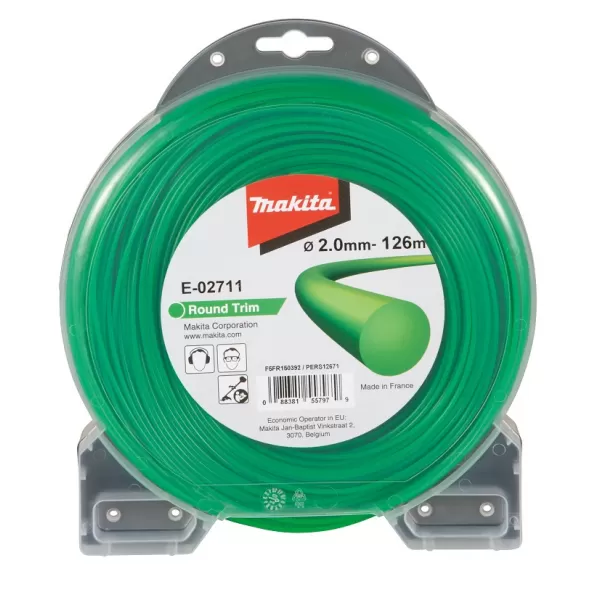 Struna nylonová 2,0mm, 126m, zelená, kulatá Makita E-02711