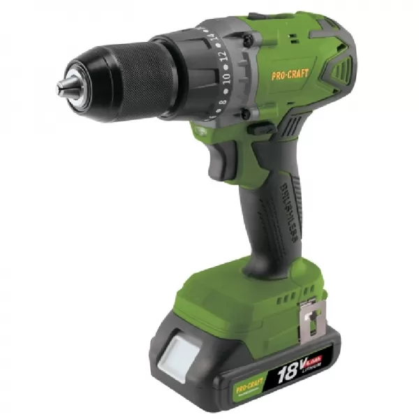 Bezuhlíkový aku vrtací šroubovák 18V 2x4,0Ah PROCRAFT PA18BL