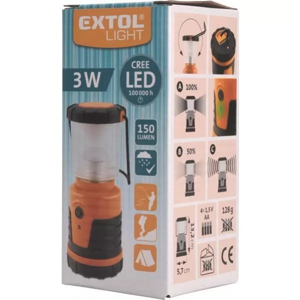 Turistická lampa 150lm 3W CREE XPE LED EXTOL LIGHT 43114