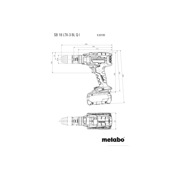 Aku příklepová vrtačka 18V bez aku SB 18 LTX-3 BL Q I, mB Metabo 603185840