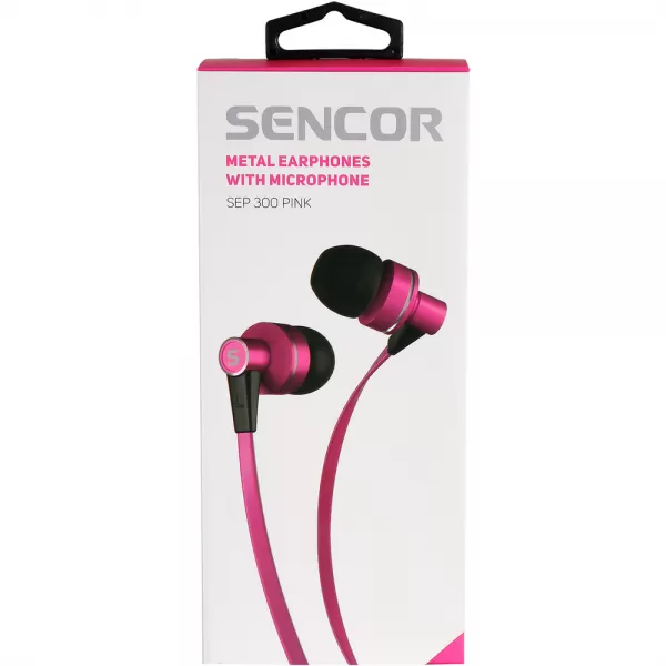 Sluchátka do uší s mikrofonem SENCOR SEP 300 MIC PINK MET