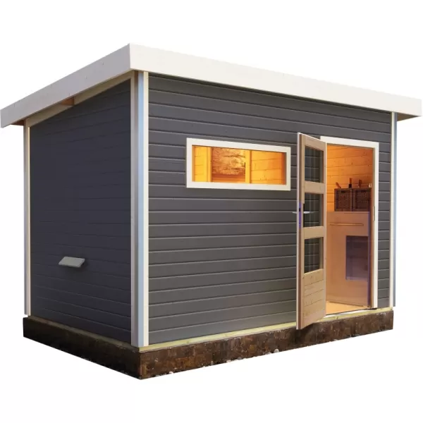 Finská sauna KARIBU SKROLLAN 2 (86292) terragrau s předsíní LG1930