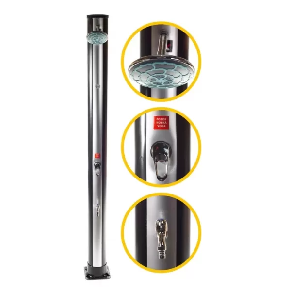 Solární sprcha vč. teploměru Hawaj 38 l černo-stříbrná 70548011