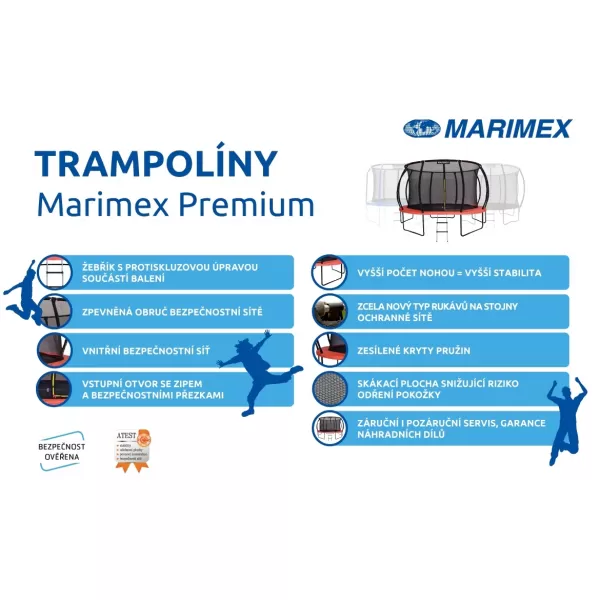 Trampolína Premium 244 cm + vnitřní ochranná síť + schůdky ZDARMA Marimex 19000103