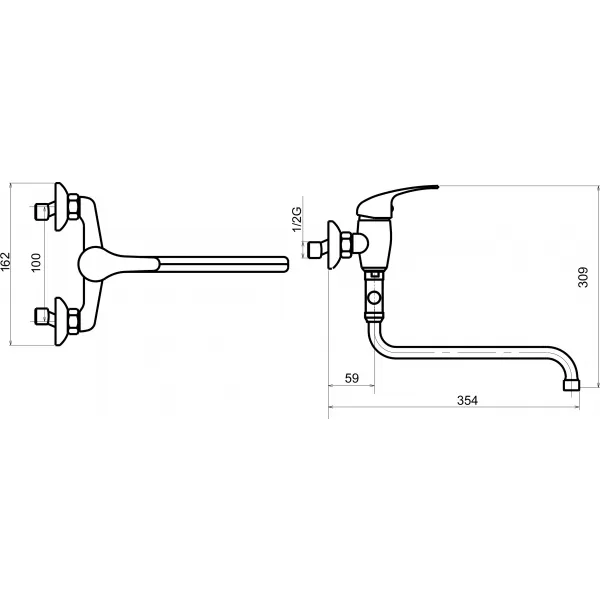 Paneláková baterie bez příslušenství 100 mm Titania Iris chr Novaservis 92073/1,0