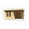 Dřevěný domek KARIBU BASTRUP 2 + přístavek 200 cm včetně zadní stěny (9300) natur LG2808