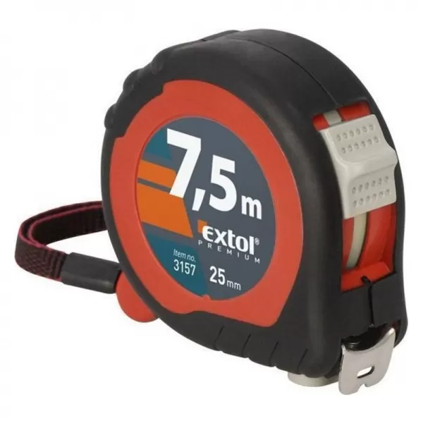 Zvinovací meter 7,5m x 25mm gumený kryt EXTOL PREMIUM 3157