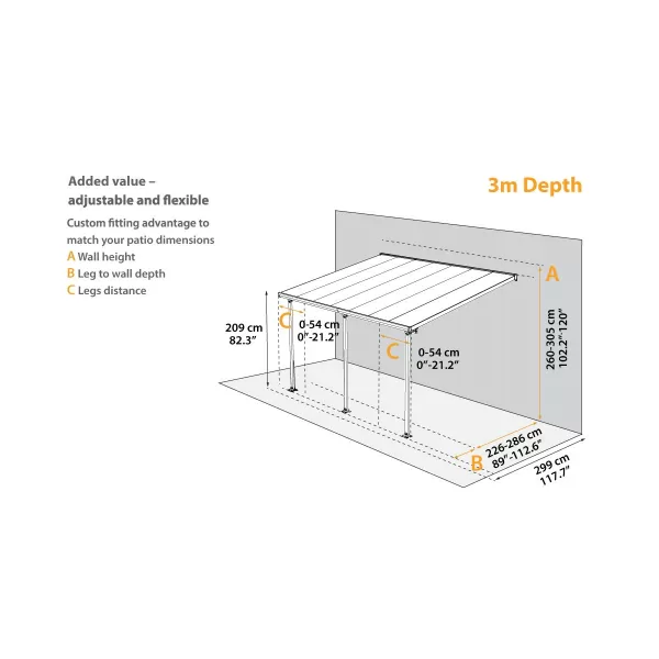 Hliníková (montovaná) pergola Palram Sierra 3000 bílá 3 x 3