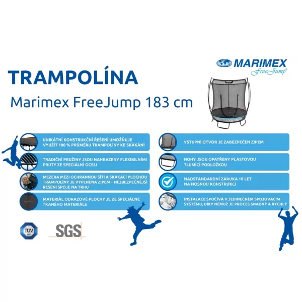 Trampolína Marimex FreeJump 183 cm + ochranná síť a kotvící sada ZDARMA Marimex 19000106