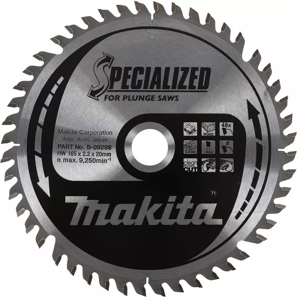 Kotouč pilový dřevo SPECIALIZED 165x2,2x20mm 48Z pro ponorné pily Makita B-33015