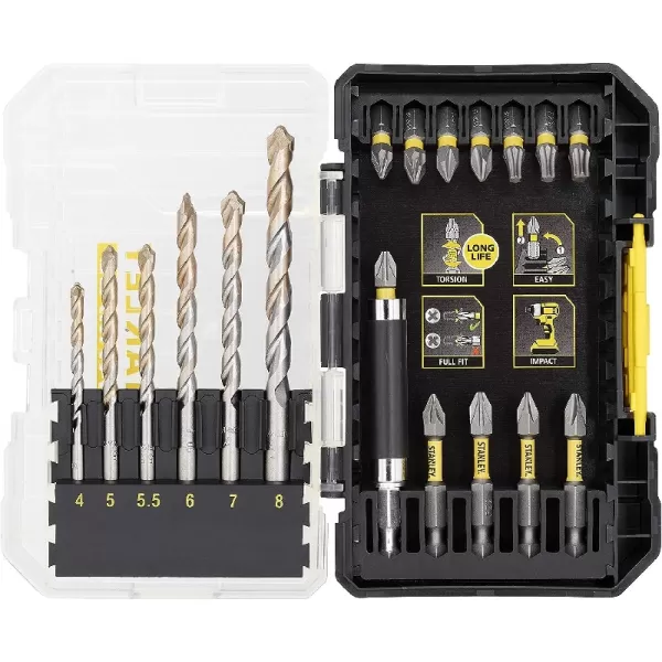 Stanley STA88552 19-dielna súprava torzných bitov a vrtákov