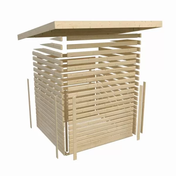 Finská sauna KARIBU CUBEN (81132) terragrau s předsíní LG1933