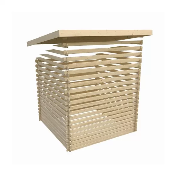 Dřevěný domek KARIBU BASTRUP 4 + přístavek 400 cm včetně zadní a boční stěny (9307) natur LG3016