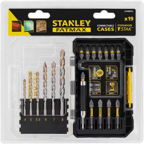 Stanley STA88552 19-dielna súprava torzných bitov a vrtákov