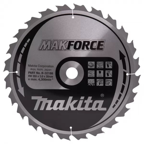 Pílový kotúč na drevo MAKFORCE 355x3x30mm 24Z Makita B-32188