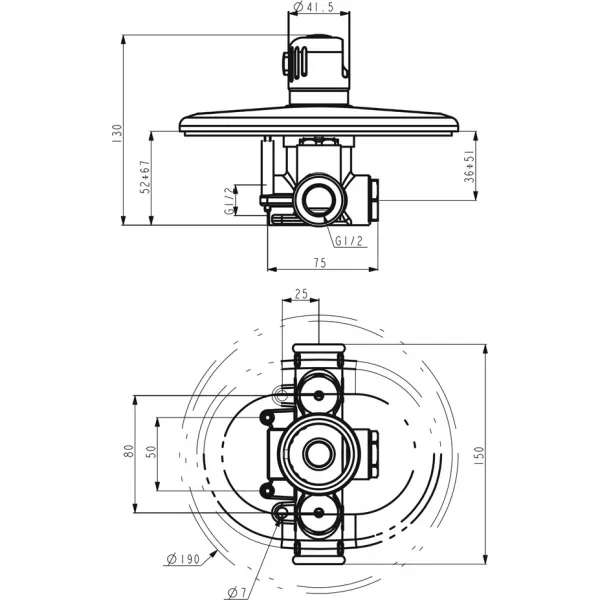 Podomítkový termostat Aquamat chrom Novaservis 2651,0