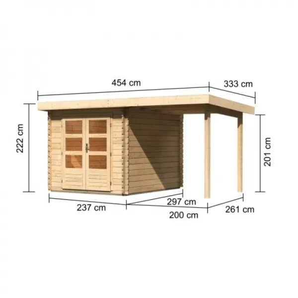 Dřevěný domek KARIBU BASTRUP 4 + přístavek 200 cm (78672) natur LG2856