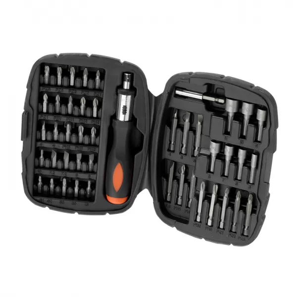 Sada 45ks bitů a nástrčných klíčů s ráčnovým šroubovákem Black&Decker A7039