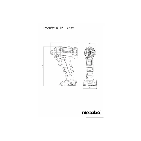 Aku vrtačka 2x2,0Ah Metabo PowerMaxx BS 12 601036870