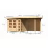 Dřevěný domek KARIBU KERKO 3 + přístavek 240 cm včetně zadní stěny (9185) natur LG2954