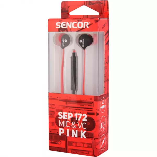 Sluchátka do uší s mikrofonem SENCOR SEP 172 VCM PINK