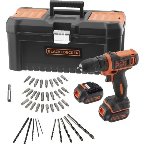 Aku vŕtačka 10,8V 2x1,5Ah + 40 ks príslušenstva Black&Decker BDCDD121BKA