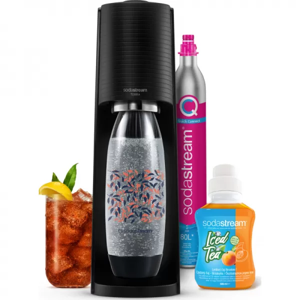 Výrobník perlivé vody Sodastream TERRA Black Ice Tea Megapack