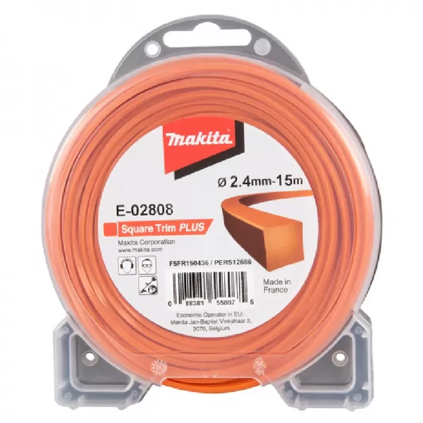 Struna nylonová Plus 2,4mm, 15m, oranžová, hranatá Makita E-02808