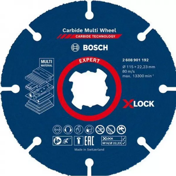 Víceúčelové řezací kotouče EXPERT Carbide Multi Wheel X-LOCK 115 mm, 22,23 mm 2608902374