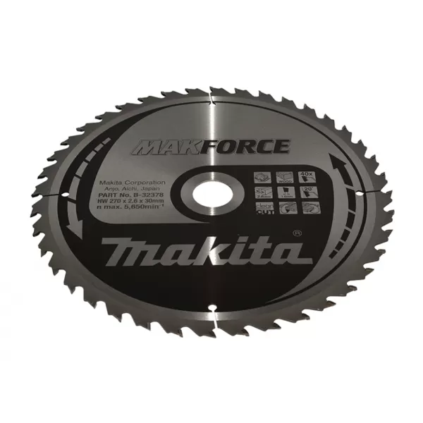 Pílový kotúč na drevo MAKFORCE 270x2,6x30mm 40Z Makita B-32378