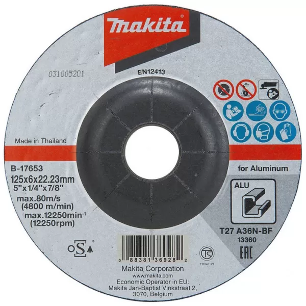 Kotouč brusný hliník 125x6x22,23mm Makita B-17653
