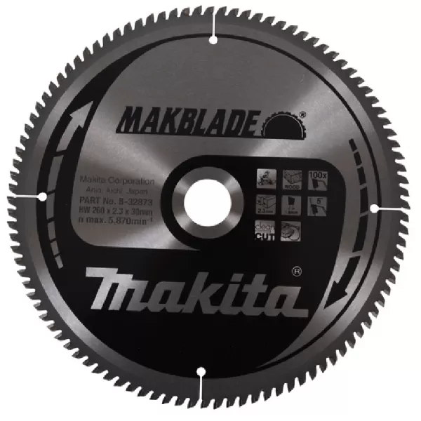 Kotouč pilový dřevo MAKBLADE 260x2,3x30mm 100Z Makita B-32873