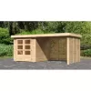 Dřevěný domek KARIBU ASKOLA 2 + přístavek 280 cm včetně zadní a boční stěny (9169) natur LG3225