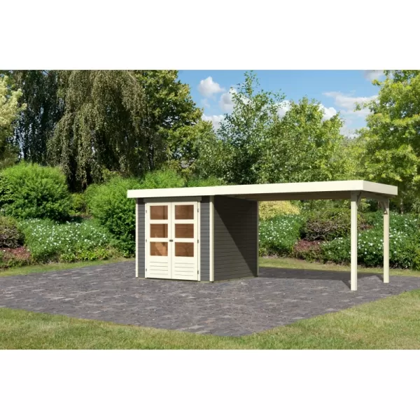 Dřevěný domek KARIBU ASKOLA 2 + přístavek 280 cm (82907) šedý LG1767