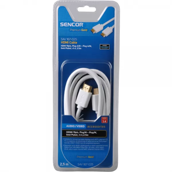 Kabel HDMI M-M 2,5M 1.4 PG SENCOR SAV 167-025W