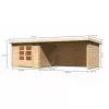 Dřevěný domek KARIBU BASTRUP 5 + přístavek 400 cm včetně zadní a boční stěny (9312) natur LG3021