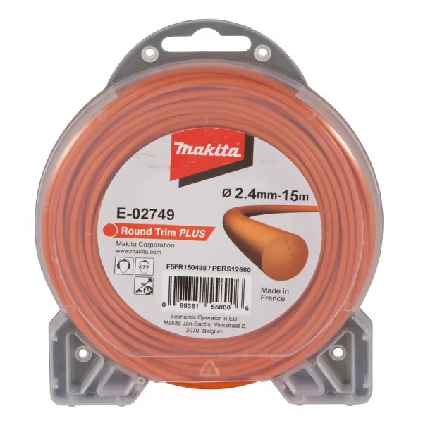 Struna nylonová Plus 2,4mm, 15m, oranžová, kulatá Makita E-02749
