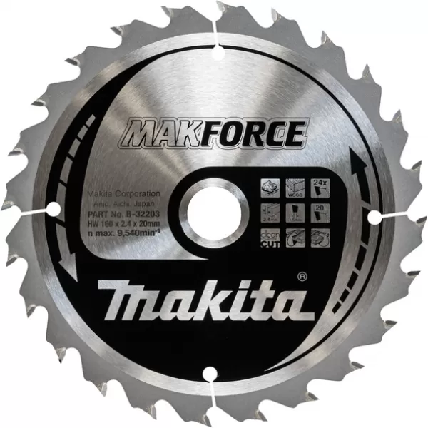 Kotouč pilový dřevo MAKFORCE 160x2,4x20mm 24Z Makita B-32203