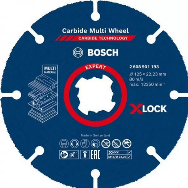 Víceúčelové řezací kotouče EXPERT Carbide Multi Wheel X-LOCK 125 mm, 22,23 mm 2608902375