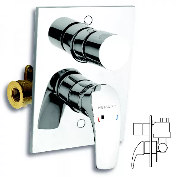 Vanová sprchová baterie s přepínačem Metalia 57 chrom Novaservis 57050R,0