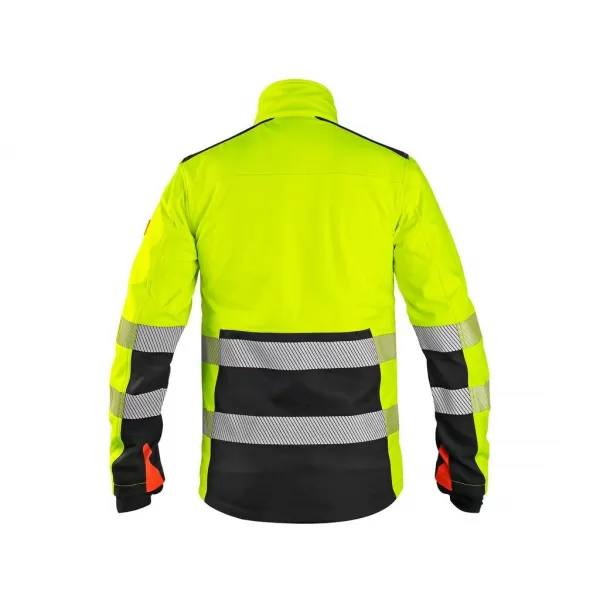 Bunda Canis CXS BENSON, výstražná, softshell, žluto-černá