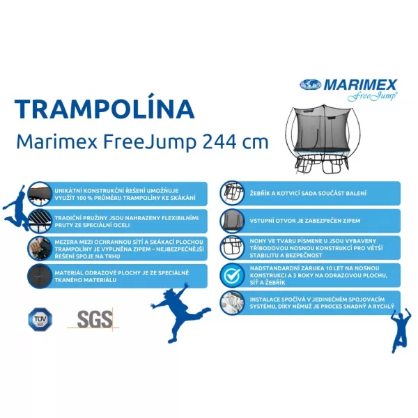 Trampolína Marimex FreeJump 244 cm + ochranná síť + schůdky + kotvící sada ZDARMA Marimex 19000107