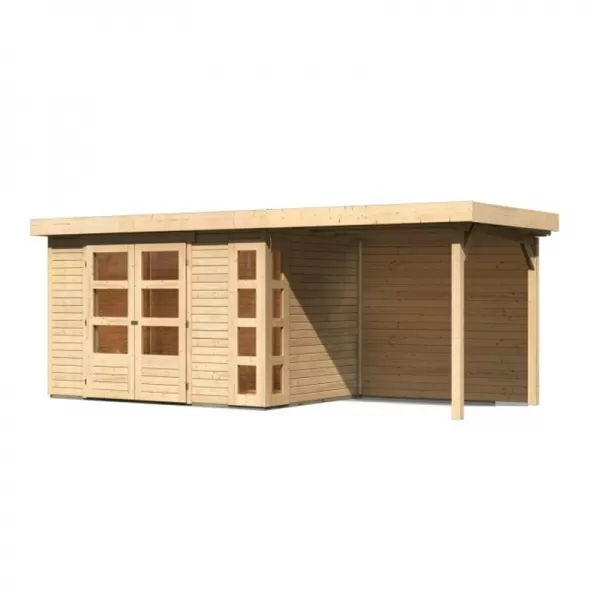 Dřevěný domek KARIBU KERKO 4 + přístavek 240 cm včetně zadní stěny (9189) natur LG2970