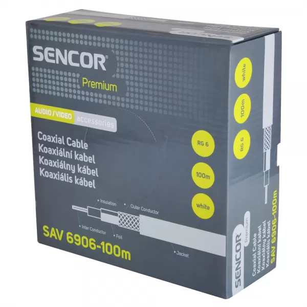 Anténní koaxiální kabel RG-6 SENCOR SAV 6906-100m